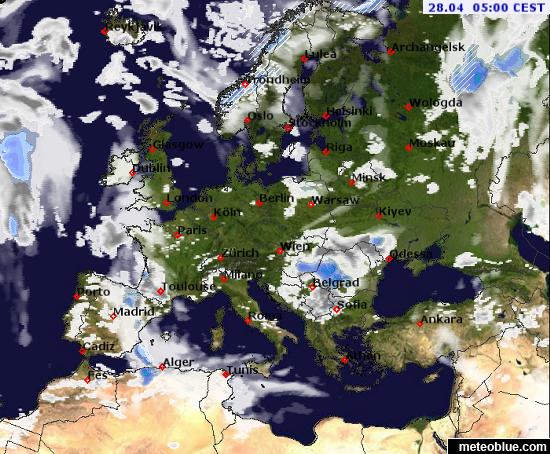 Európai felhő- és radartérkép